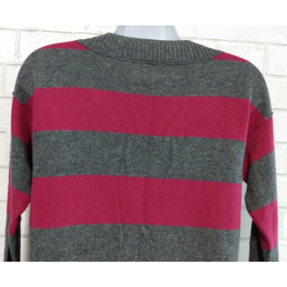 Mossimo Women's Sweater Size M Pink Gray Striped Deep Vee Pullover New w/Tags - Picture 4 of 5